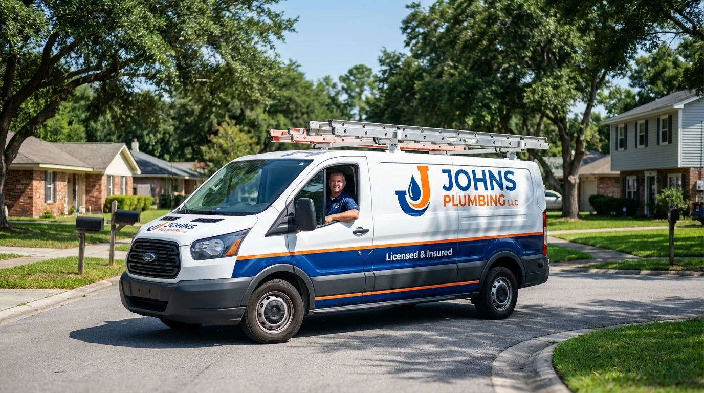 Johns Plumbing LLC service van in Lumberton, NC