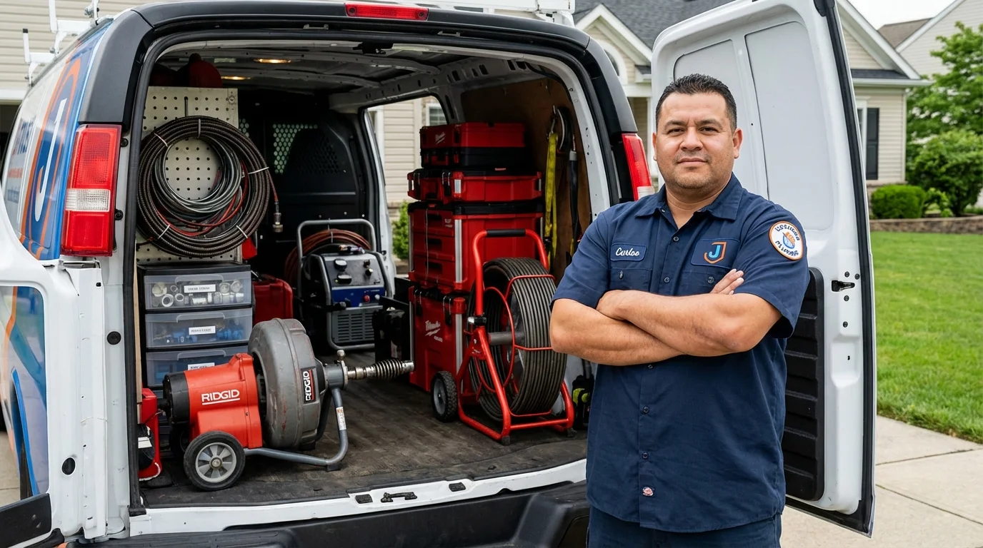 Professional drain cleaning equipment and Johns Plumbing LLC plumber in Lumberton